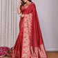 Joban Fashion Banarasi Red Jacquard WovenSoft Silk Saree | Swadesiicart