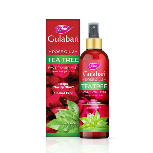 Dabur Gulabari Rose Oil & Tea Tree Face Toner Mist | Ayurvedic Toner for Pore Tightening & Glow