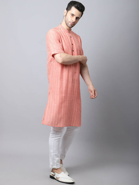 Even Apparels Beige Pure Cotton Men's Kurta With Band Collar (STR1171) | Swadesiicart