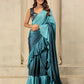 Blue Satin Solid Designer, Printed Party Wear Ready To Wear Saree - Nasreen | Swadesiicart