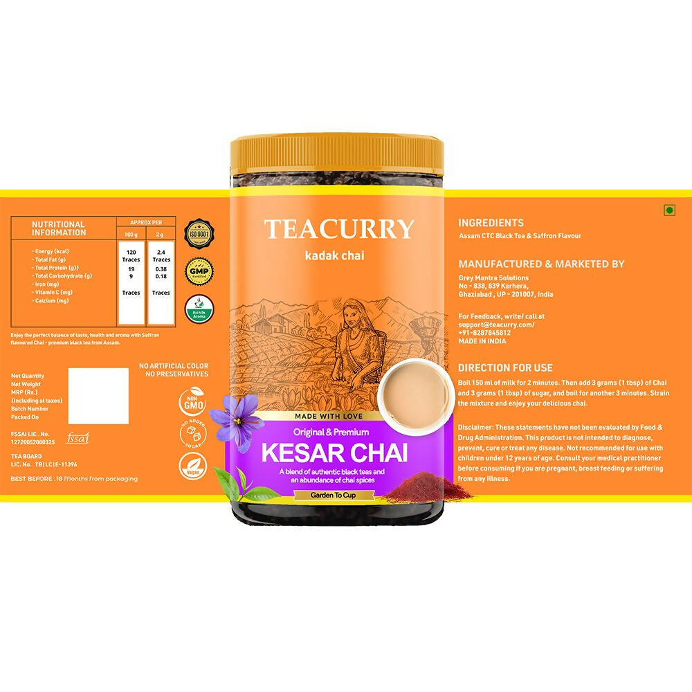 Teacurry Kesar Elaichi Chai Powder - Swadesiicart