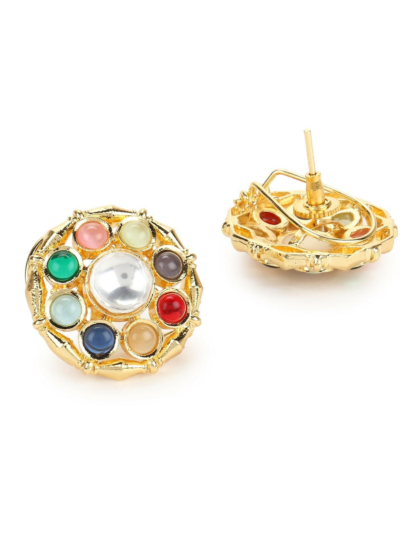 Multi Kundan Studs- Ruby Raang | Swadesiicart