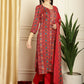 Jyoti Fashion Women's Red Pashmina Floral Digital Printed Kurta with Trouser & Dupatta | Swadesiicart