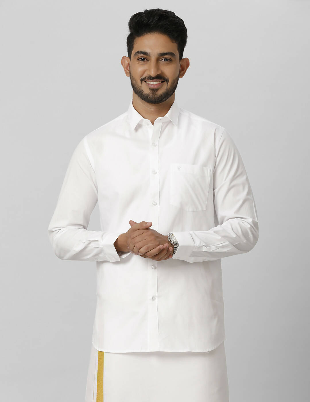 Ramraj Cotton Mens Fullsleeve White Shirt Pus Size | Swadesiicart