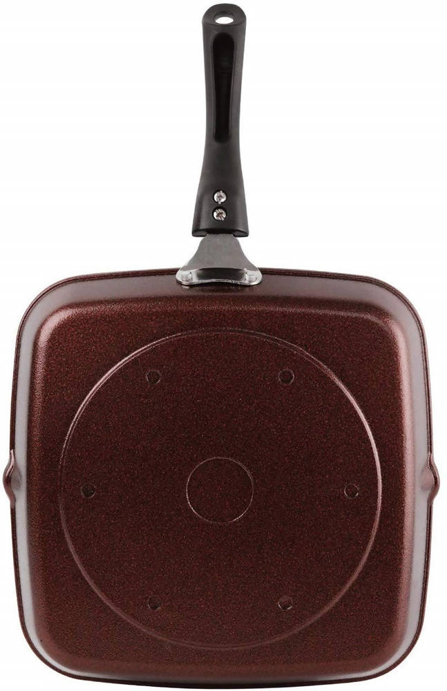 Cello Aluminium Non Stick Grill Pan Square Black - Swadesiicart