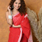 Very Much Indian Pure Cotton Handloom Saree with Buttis & Sleek Border - Red | Swadesiicart