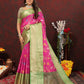 Lorenvalley Fashion Pink Cotton Woven Design Zari Meenakari Weaving Saree - Swadesiicart