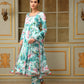 Pomcha Jaipur Blue Saadgi Palm Leaf Anarkali Set | Swadesiicart