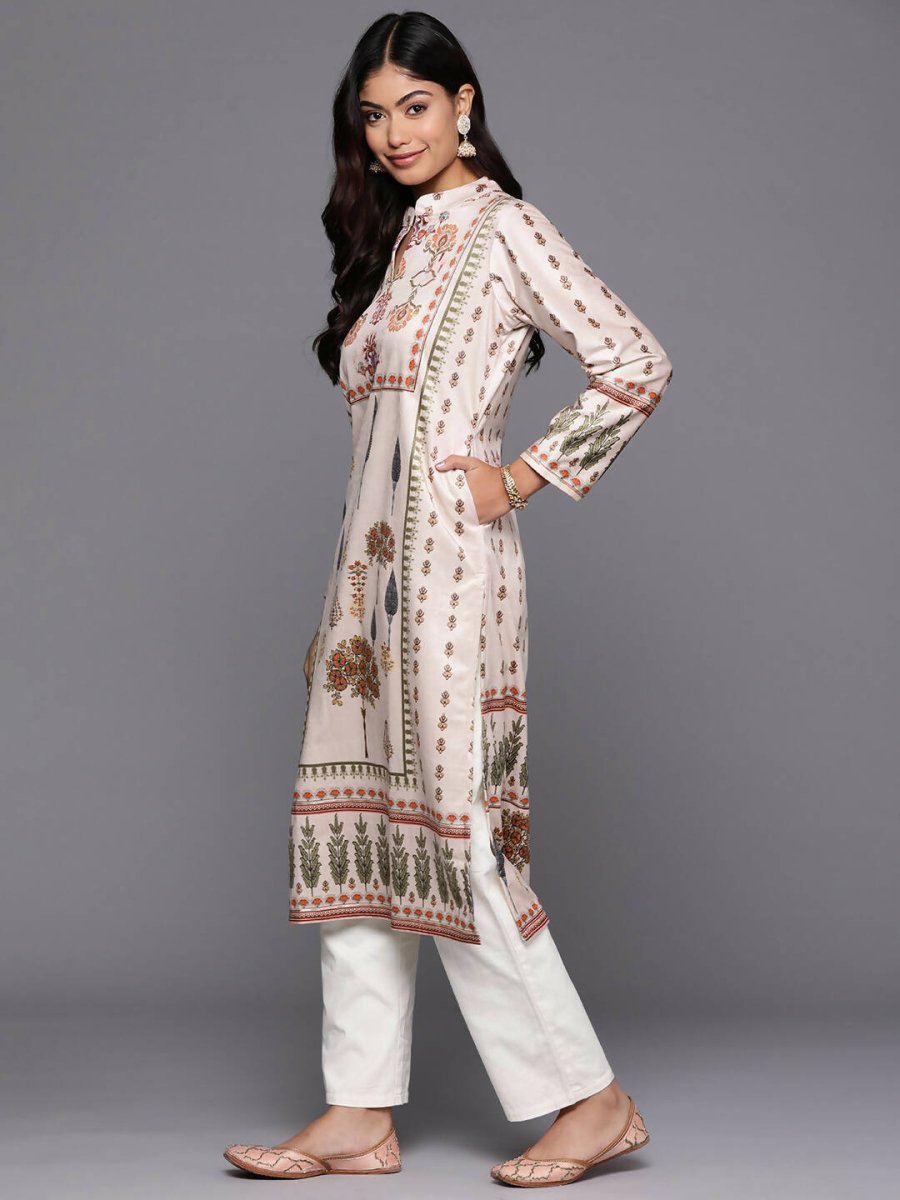 Ahalyaa Women's Traditional wear Kurta - Nude | Swadesiicart