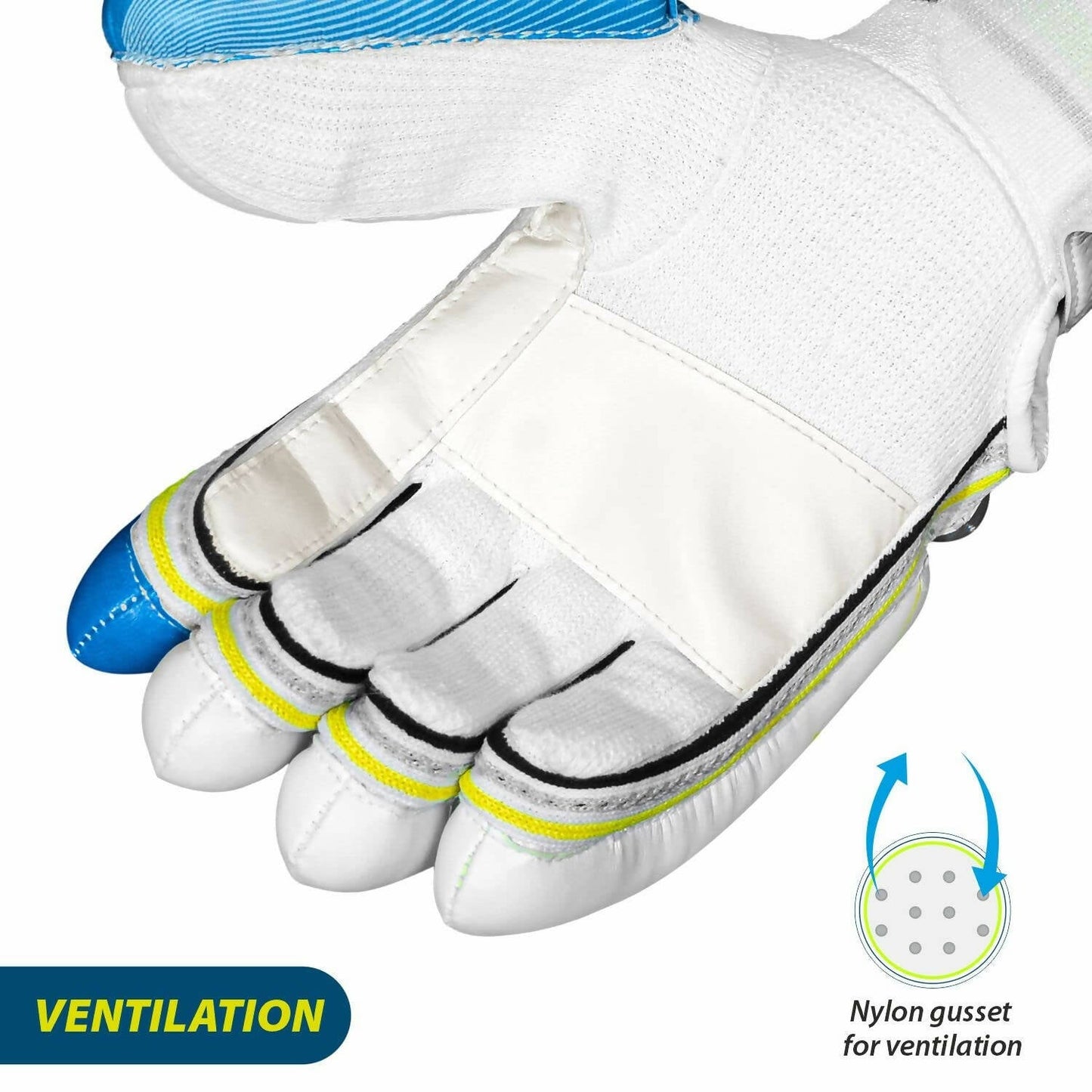 DSC Condor Ruffle Cricket Batting Gloves - Youth Left Multicolour with Cotton Gusset - Swadesiicart