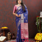 Lorenvalley Fashion Navyblue Soft Silk Woven Design Zari Weaving Saree - Swadesiicart