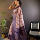 Joban Fashion Light Purple Floral Motifs Banarasi Silk Sarees | Swadesiicart