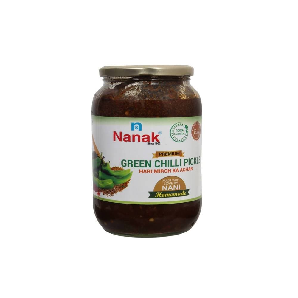 Nanak Homemade Green Chilli Pickle,1Kg-[Less Oil & Salt] - Swadesiicart