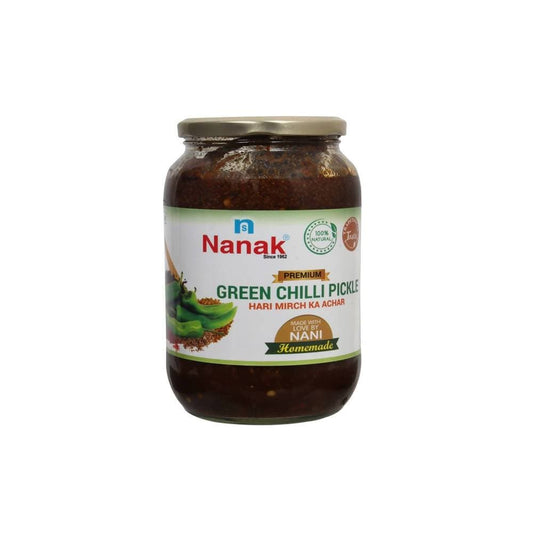 Nanak Homemade Green Chilli Pickle,1Kg-[Less Oil & Salt] - Swadesiicart