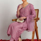 Aavyora Women’s Lavender Embroidered Kurta Set with Dupatta - Swadesiicart