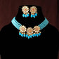 Mominos Fashion Johar Kamal Women's Sky Blue Beads Pearls Gold-Polished Jewellery Set | Swadesiicart