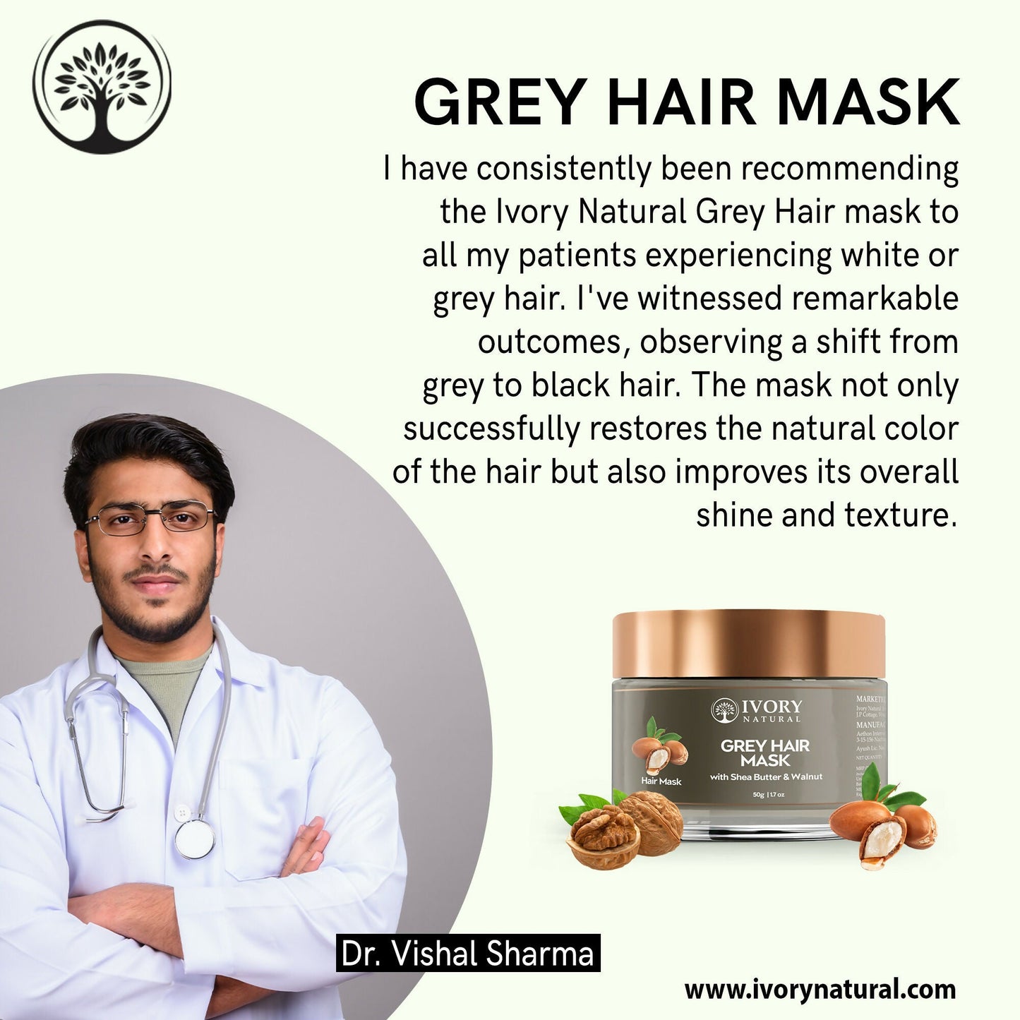 Ivory Natural Grey Mask For Hair - White To Black Hair Naturally For Both Men & Women | Swadesiicart