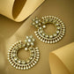 Nuyug 22K Gold-Plated Kundan Studded & Pearl Beaded Floral Chandbali Earrings | Swadesiicart