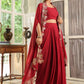 Janasya Maroon Georgette Solid Top Bottom Cape | Swadesiicart