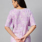 Miravan Women's Lavender-Coloured Bell Sleeve Floral Print Kurti - Swadesiicart