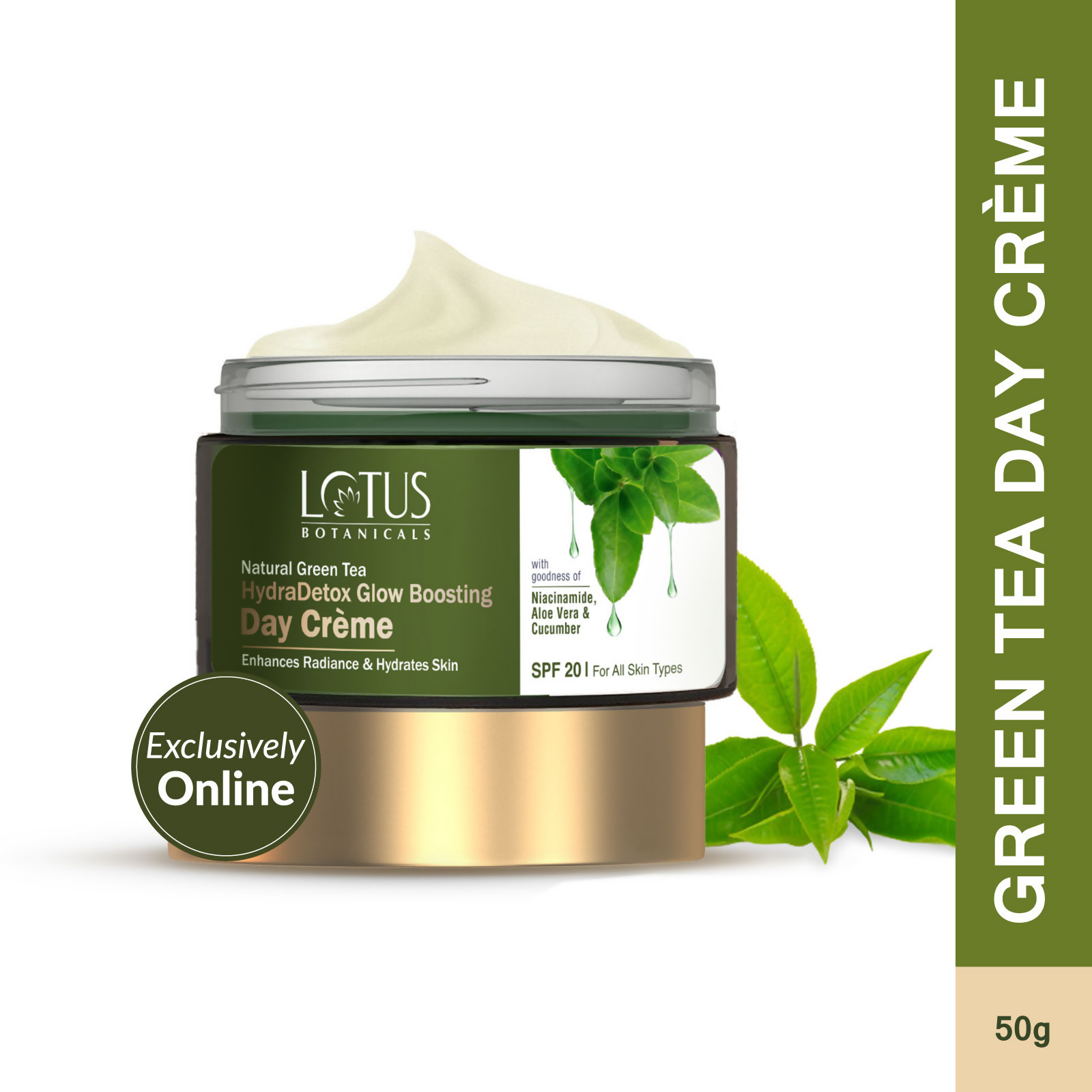 Lotus Botanicals Natural Green Tea Hydradetox Glow Boosting Day Cream Spf 20 | Swadesiicart