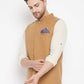 Even Apparels Brown Polyester Men's Nehru Jacket-Contrast Lining-Inbuilt Pocket Square | Swadesiicart