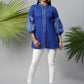 Ahalyaa Women Blue Pure Cotton Printed Tunic | Swadesiicart