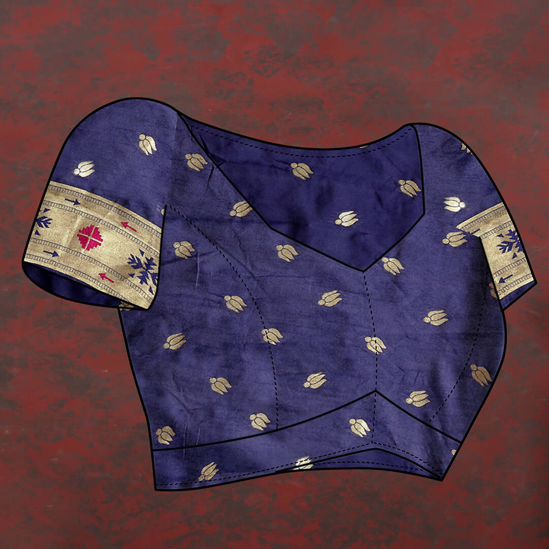 Lorenvalley Fashion Navyblue Soft Paithani Silk Woven Design Gold Zari Meenakari Weaving Saree - Swadesiicart