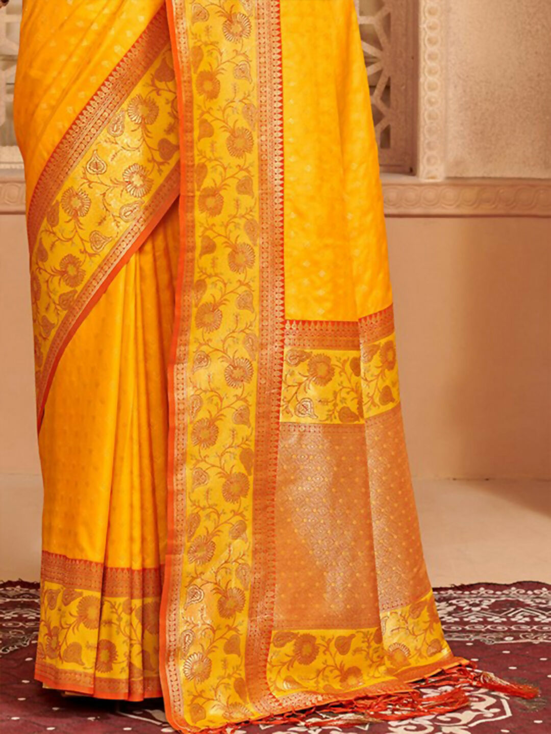 Shree Shyam Fashion Silk Blend Yellow Saree