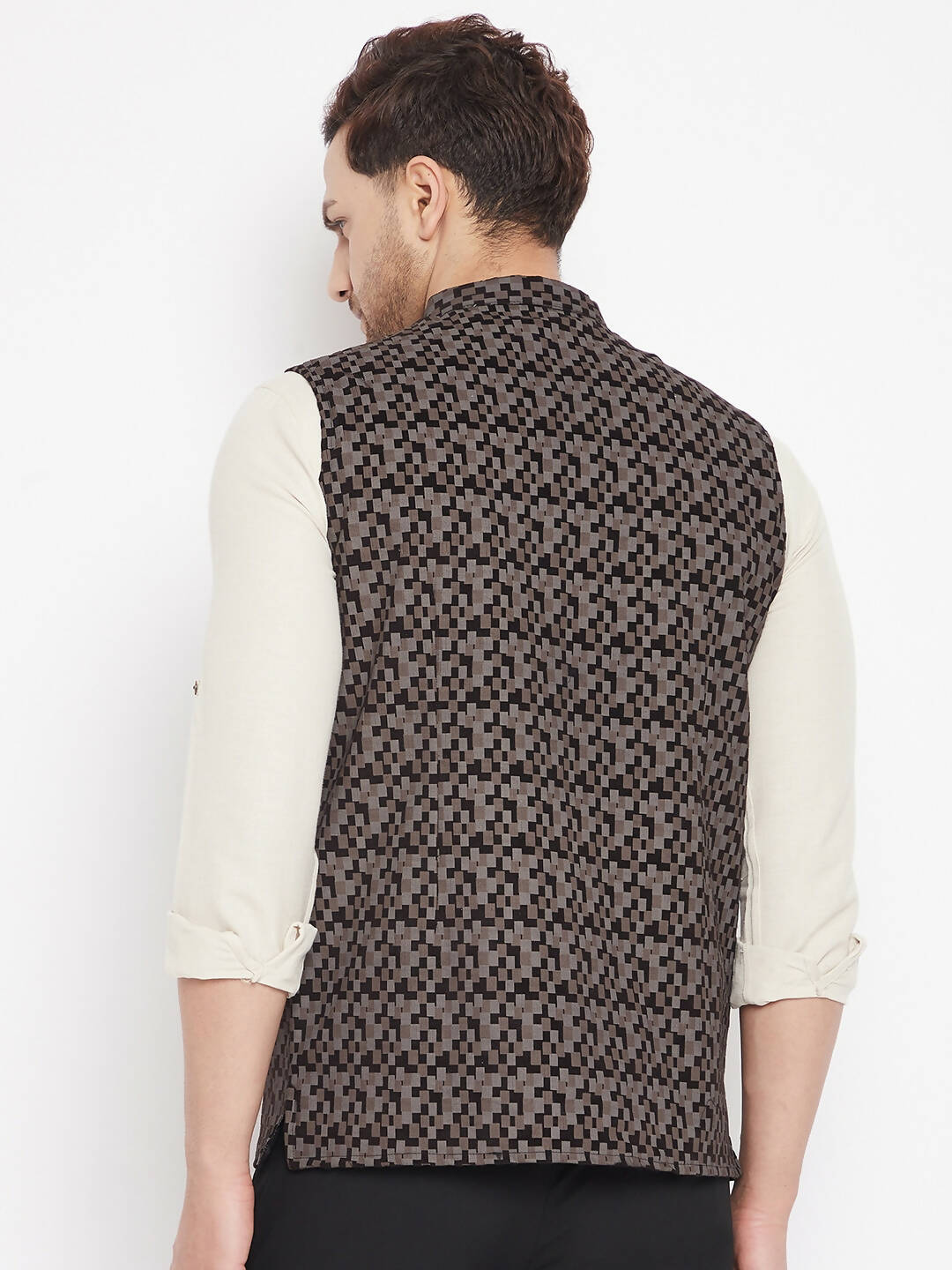 Even Apparels Black Merino Men Woven Nehru Jacket BF539 | Swadesiicart