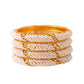 NVR Women Set of 2 Gold-Polished Traditional Pearls Beaded Bangles - Swadesiicart