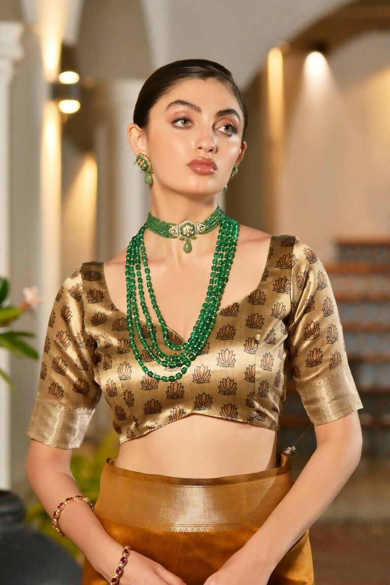 Vishnu Weaves Women's Yellow Soft Tussar Silk Printed Saree with Blouse - Swadesiicart