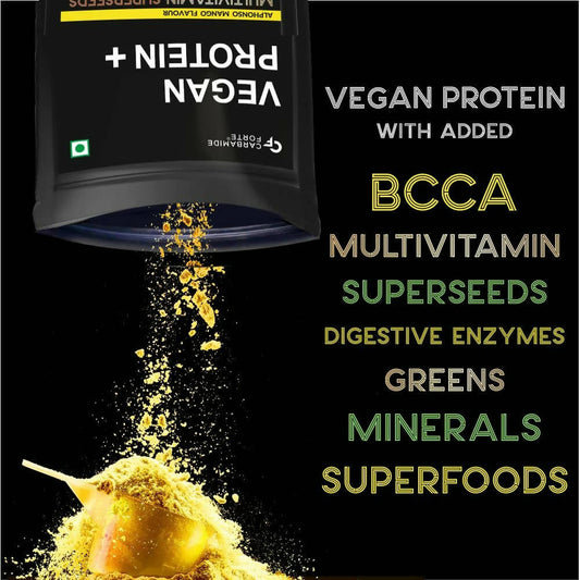 Carbamide Forte Vegan Protein+ Powder - Alphonso Mango Flavour - Swadesiicart
