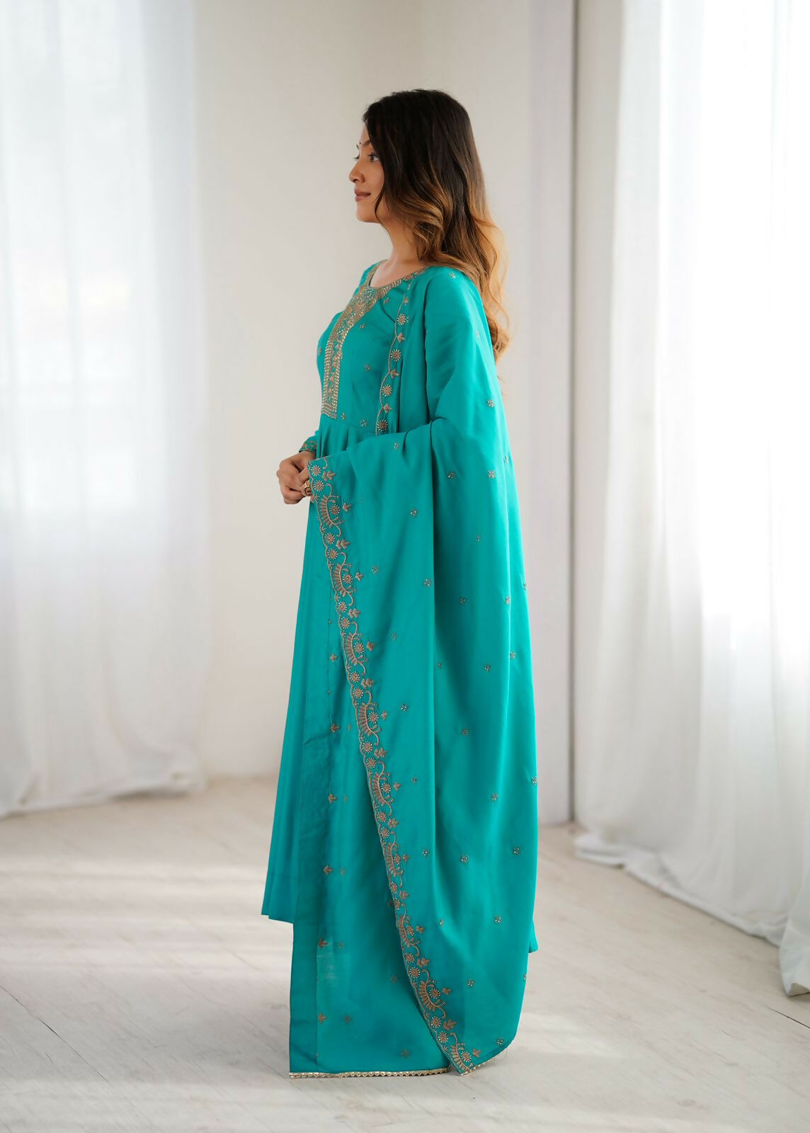 Joban Fashion Rama Kurta Set Chanderi Sequence Embroidery Work - Swadesiicart