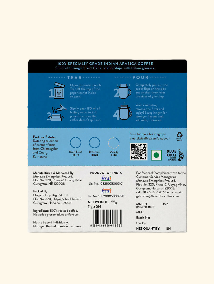 Blue Tokai Vienna Dark Roast Easy Pour Sachets - Swadesiicart