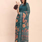 Shree Shyam Fashion Linen Cotton Teal Blue Saree