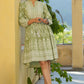 Juniper Women's Green Rayon Floral Printed Short Tiered Dress | Swadesiicart