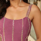 Janasya Lavender Georgette Embellished Co-Ords - Swadesiicart