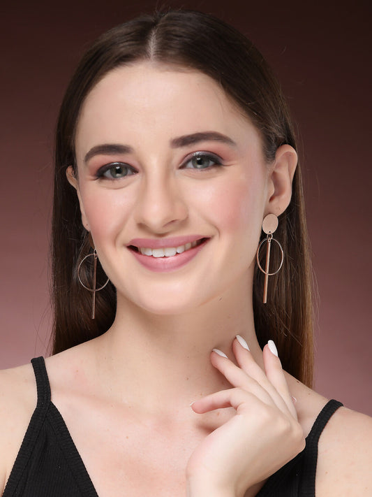 NVR Women's Set of 6 Rose Gold-Polished Contemporary Drop Earrings | Swadesiicart