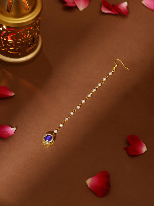 Ruby Raang Blue Meenakari Kundan Maang Tikka | Swadesiicart