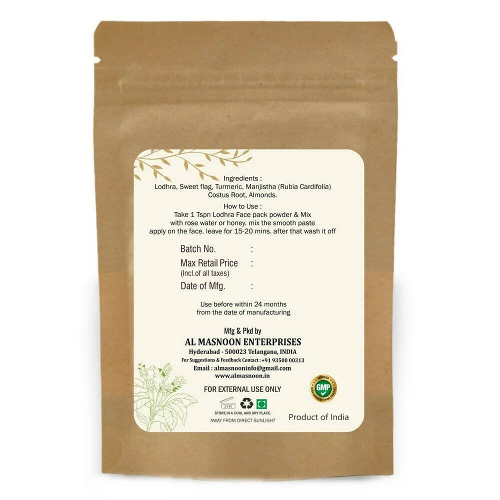 Al Masnoon Lodhra Face Pack - Swadesiicart
