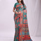 Shree Shyam Fashion Vastraloom Rama Green Linen Cotton Saree