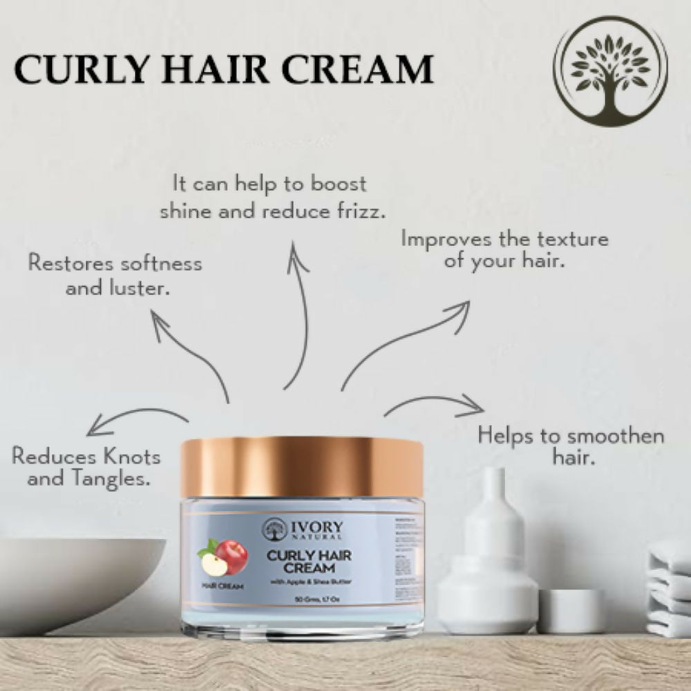 Ivory Natural Curly Hair Cream - Bouncy, Shiny, Humidity-Resistant Curls Hair | Swadesiicart