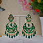 Green Gold-Polished Brass & Pearl Dangle Women Earrings| Hand Painted Meenakari Chandbali Traditional Ethnic Wear Earrings By House of Ree - Swadesiicart