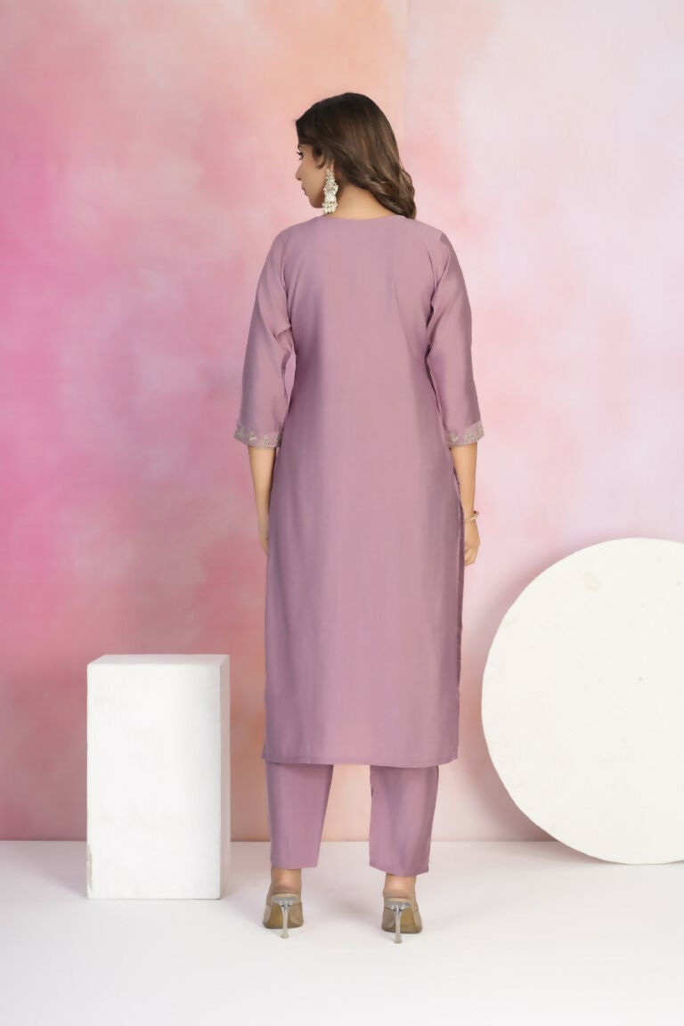 Ethnic Festive Wear Viscose Chanderi Purple Stitched Suit With Dupatta - Tanisha | Swadesiicart