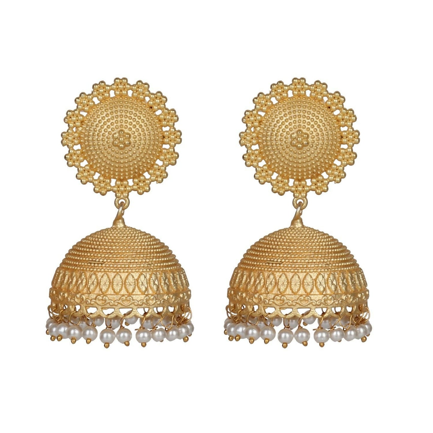 Joban Fashion Women Matte Gold Brass Jhumka | Swadesiicart