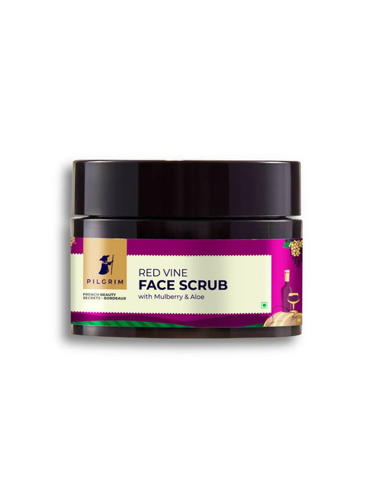 Pilgrim French Red Vine Face Scrub with Mulberry Extract & Aloe For Glowing Skin, Tan Removal, De-Pigmentation - Pilgrim