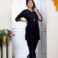 Miravan Women's Solid Black Rayon Co-Ord Set - Swadesiicart