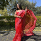 Vamsee Naina Red Organza Saree - Swadesiicart