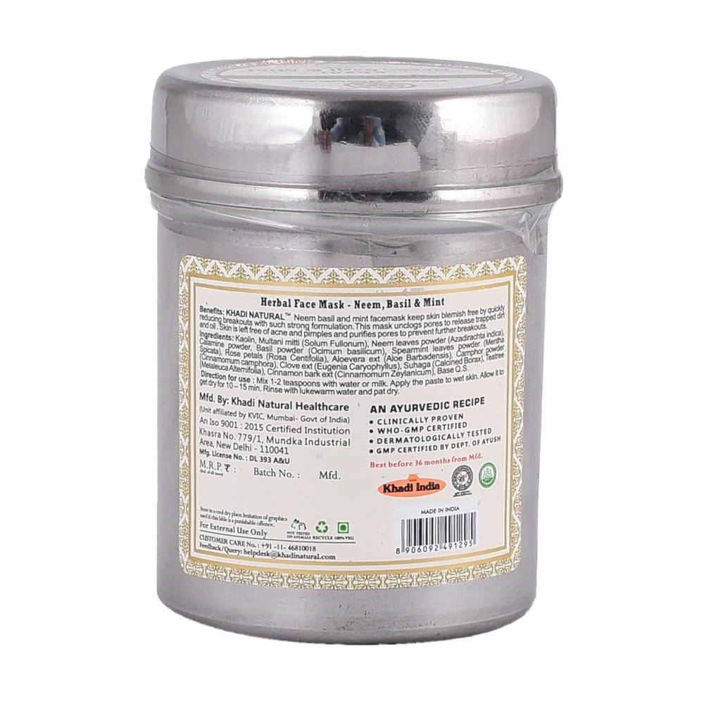 Khadi Natural Neem Basil & Mint Herbal Face Mask - Swadesiicart